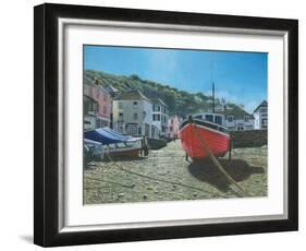 The Red Boat Polperro Cornwall-Richard Harpum-Framed Art Print