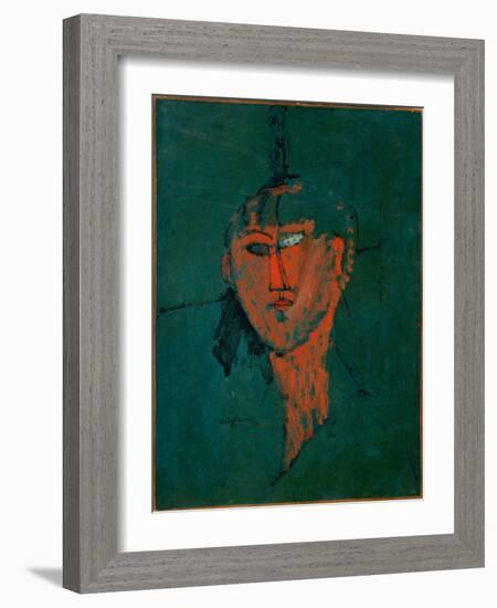 The Red Head, C.1915 (Oil on Canvas)-Amedeo Modigliani-Framed Giclee Print