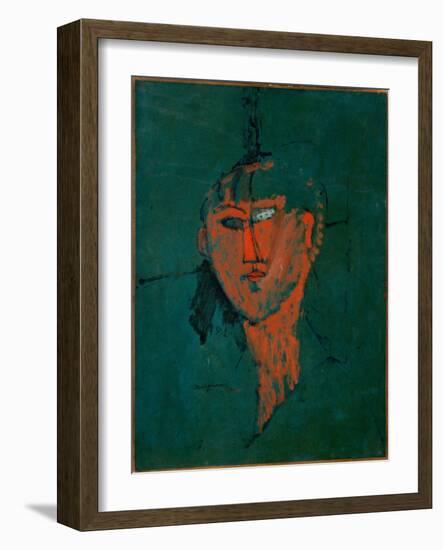 The Red Head, C.1915 (Oil on Canvas)-Amedeo Modigliani-Framed Giclee Print