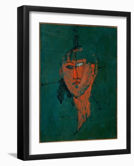The Red Head, C.1915 (Oil on Canvas)-Amedeo Modigliani-Framed Giclee Print