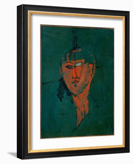 The Red Head, C.1915 (Oil on Canvas)-Amedeo Modigliani-Framed Giclee Print