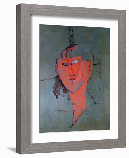 The Red Head, circa 1915-Amedeo Modigliani-Framed Premium Giclee Print