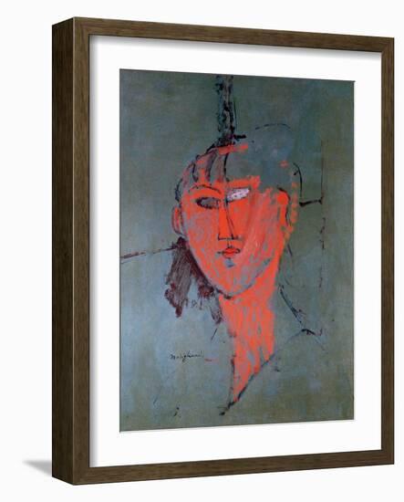 The Red Head, circa 1915-Amedeo Modigliani-Framed Premium Giclee Print