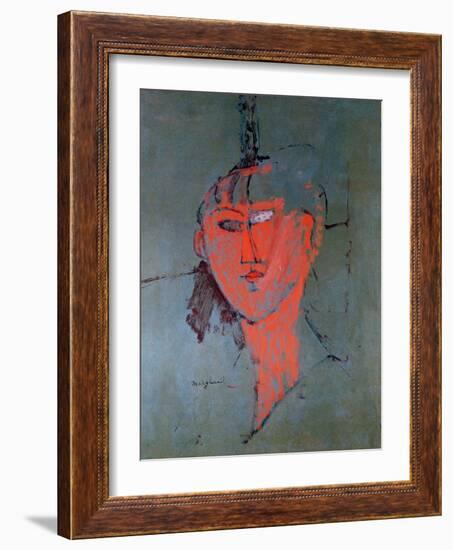 The Red Head, circa 1915-Amedeo Modigliani-Framed Premium Giclee Print