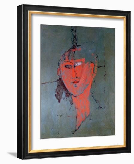 The Red Head, circa 1915-Amedeo Modigliani-Framed Premium Giclee Print