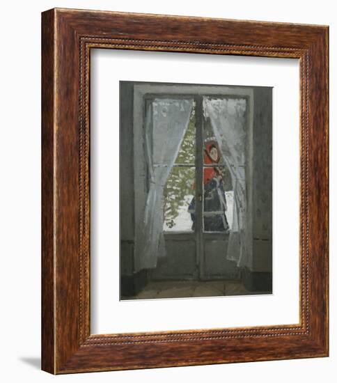 The Red Kerchief: Portrait of Mrs. Monet, c.1868-1878-Claude Monet-Framed Art Print