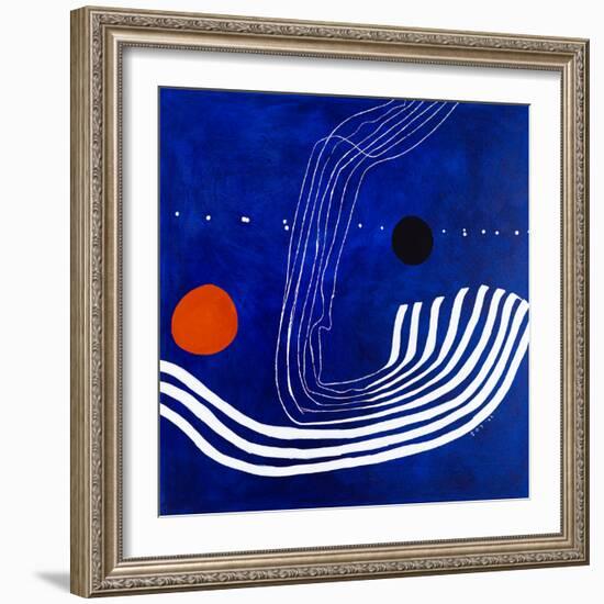 The red moon in the blue evening-Hyunah Kim-Framed Premium Giclee Print