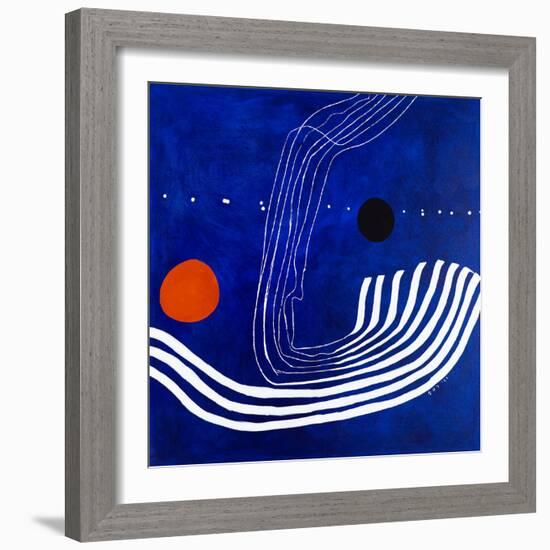 The red moon in the blue evening-Hyunah Kim-Framed Premium Giclee Print