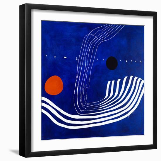 The red moon in the blue evening-Hyunah Kim-Framed Premium Giclee Print