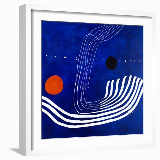 The red moon in the blue evening-Hyunah Kim-Framed Premium Giclee Print