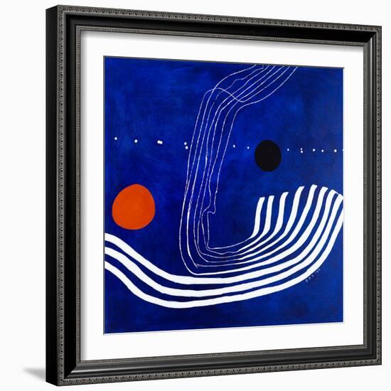 The red moon in the blue evening-Hyunah Kim-Framed Premium Giclee Print