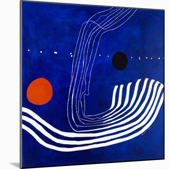 The red moon in the blue evening-Hyunah Kim-Mounted Art Print