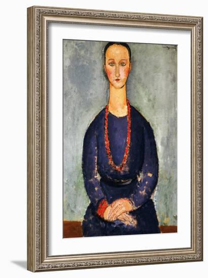 The Red Necklace, 1918-Amedeo Modigliani-Framed Giclee Print