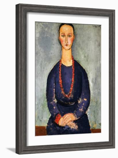 The Red Necklace, 1918-Amedeo Modigliani-Framed Giclee Print