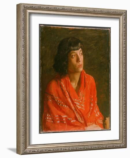 The Red Shawl, C.1890 (Oil on Canvas)-Thomas Cowperthwait Eakins-Framed Giclee Print