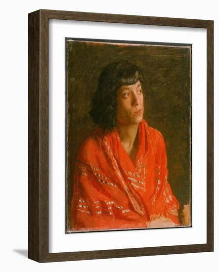 The Red Shawl, C.1890 (Oil on Canvas)-Thomas Cowperthwait Eakins-Framed Giclee Print