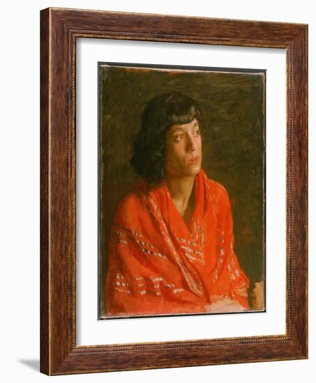 The Red Shawl, C.1890 (Oil on Canvas)-Thomas Cowperthwait Eakins-Framed Giclee Print