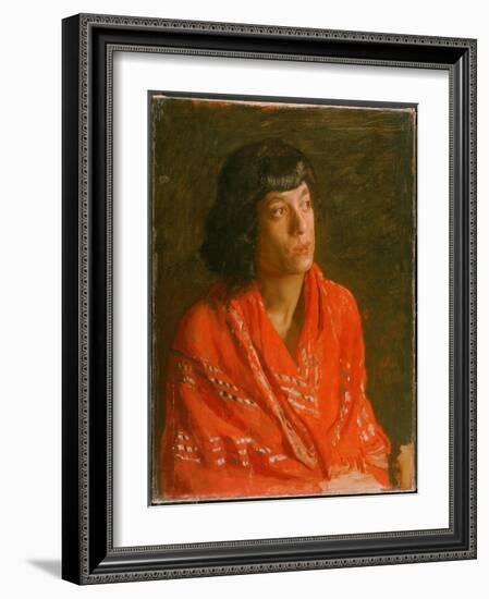 The Red Shawl, C.1890 (Oil on Canvas)-Thomas Cowperthwait Eakins-Framed Giclee Print