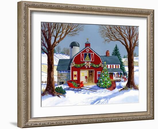 The Red Sleigh Barn-Geraldine Aikman-Framed Giclee Print