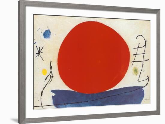 The Red Sun-Joan Miro-Framed Art Print