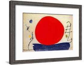 The Red Sun-Joan Miro-Framed Art Print