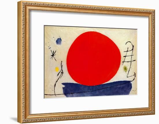 The Red Sun-Joan Miro-Framed Art Print