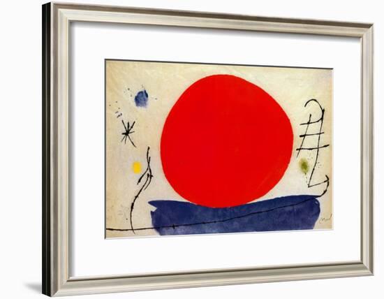 The Red Sun-Joan Miro-Framed Art Print