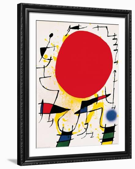 The Red Sun-Joan Miro-Framed Art Print