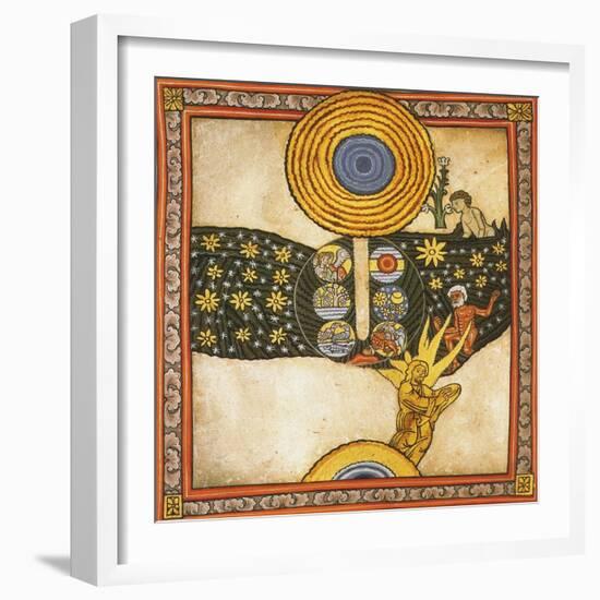 The Redeemer. Miniature from Liber Scivias by Hildegard of Bingen, C.1175 (W/C on Parchment)-German School-Framed Giclee Print