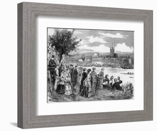 The Regatta Watched from the Banks of the Thames with the Town of Henley in the Distance-H. Wood-Framed Photographic Print