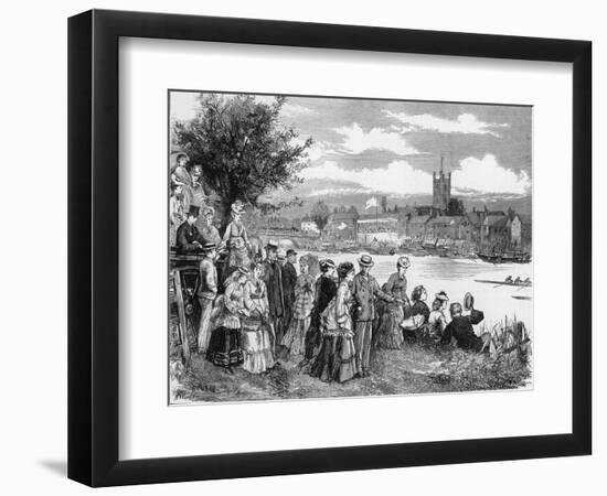 The Regatta Watched from the Banks of the Thames with the Town of Henley in the Distance-H. Wood-Framed Photographic Print