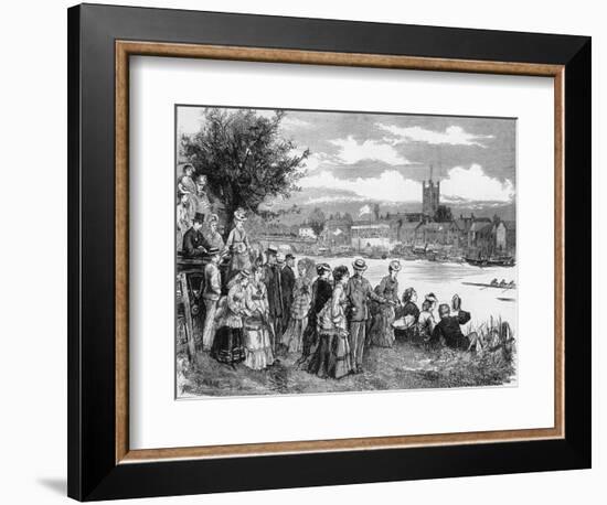 The Regatta Watched from the Banks of the Thames with the Town of Henley in the Distance-H. Wood-Framed Photographic Print