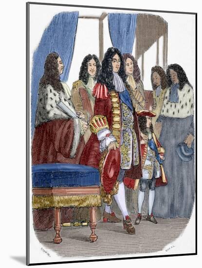 The Regent Philippe of Orleans (1674-1723) with Louis XV (1710-1774)-null-Mounted Giclee Print