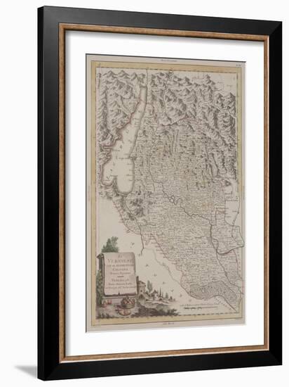 The Region of Verona with the District of Cologna, 1783 (Hand-Coloured Etching)-Antonio Zatta-Framed Giclee Print