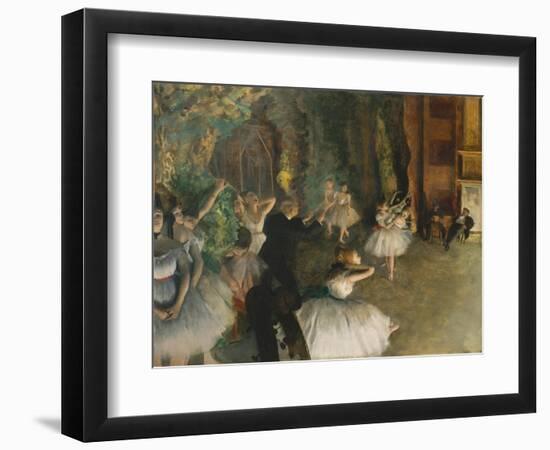 The Rehearsal of the Ballet on Stage, c.1878-79-Edgar Degas-Framed Giclee Print