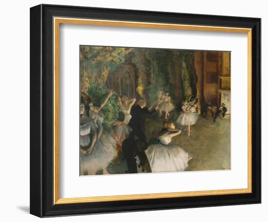 The Rehearsal of the Ballet on Stage, c.1878-79-Edgar Degas-Framed Giclee Print