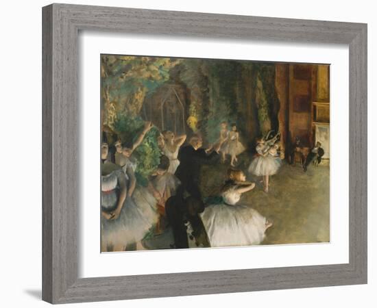 The Rehearsal of the Ballet on Stage, c.1878-79-Edgar Degas-Framed Giclee Print