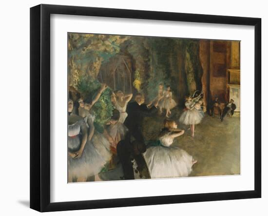 The Rehearsal of the Ballet on Stage, c.1878-79-Edgar Degas-Framed Giclee Print