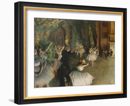 The Rehearsal of the Ballet on Stage, c.1878-79-Edgar Degas-Framed Giclee Print