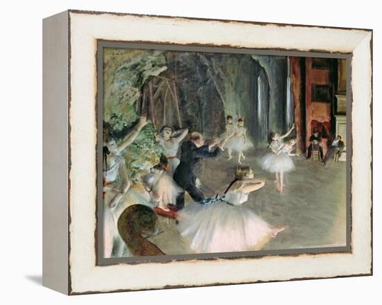 The Rehearsal of the Ballet on Stage, circa 1878-79-Edgar Degas-Framed Premier Image Canvas