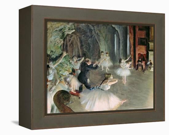 The Rehearsal of the Ballet on Stage, circa 1878-79-Edgar Degas-Framed Premier Image Canvas