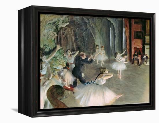 The Rehearsal of the Ballet on Stage, circa 1878-79-Edgar Degas-Framed Premier Image Canvas