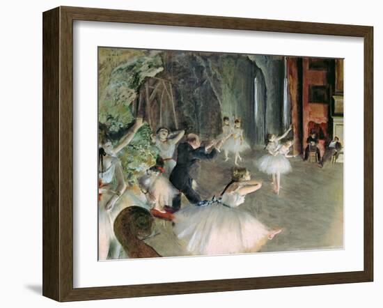 The Rehearsal of the Ballet on Stage, circa 1878-79-Edgar Degas-Framed Giclee Print