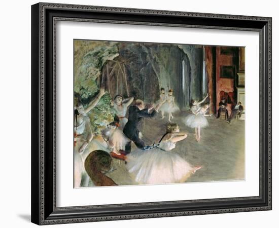 The Rehearsal of the Ballet on Stage, circa 1878-79-Edgar Degas-Framed Giclee Print