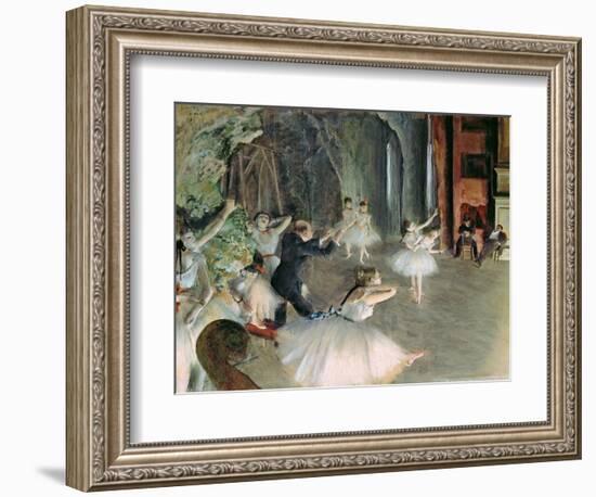 The Rehearsal of the Ballet on Stage, circa 1878-79-Edgar Degas-Framed Giclee Print