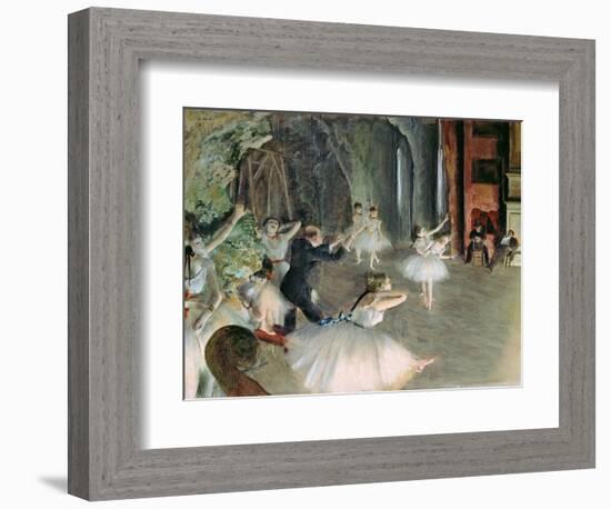 The Rehearsal of the Ballet on Stage, circa 1878-79-Edgar Degas-Framed Giclee Print