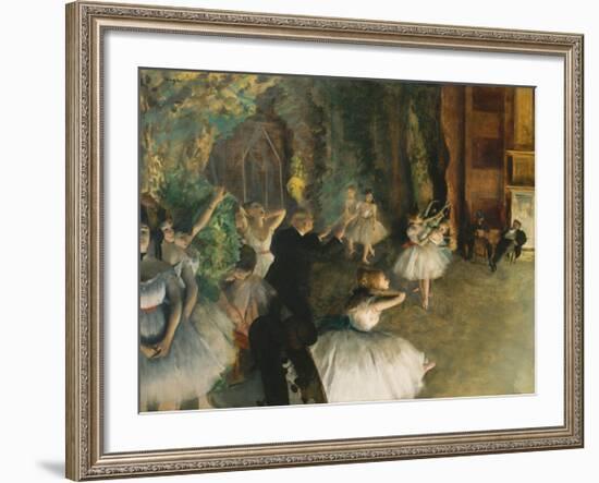 The Rehearsal of the Ballet Onstage, c.1874-Edgar Degas-Framed Premium Giclee Print