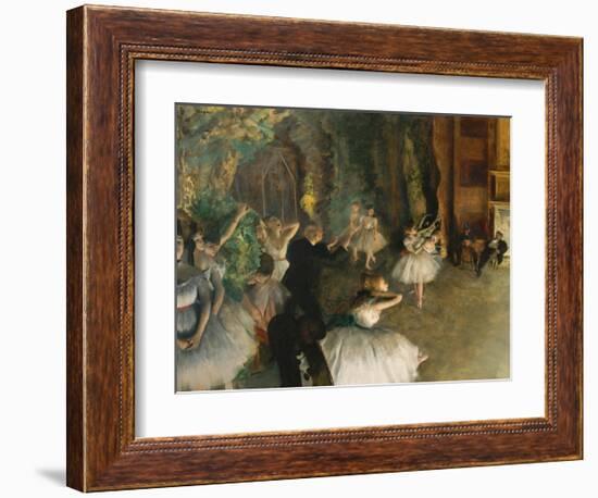 The Rehearsal of the Ballet Onstage-Edgar Degas-Framed Art Print