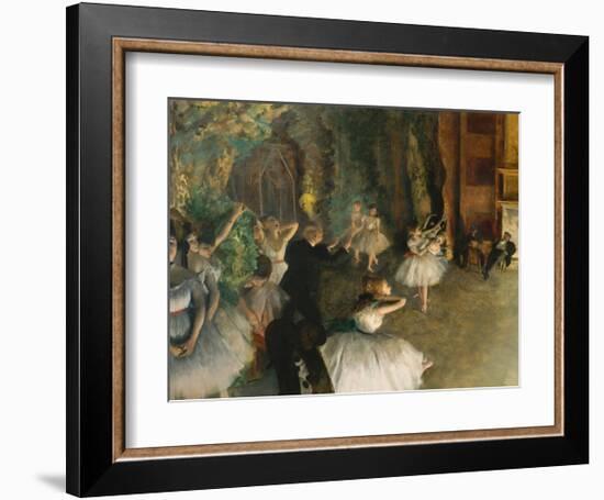 The Rehearsal of the Ballet Onstage-Edgar Degas-Framed Art Print