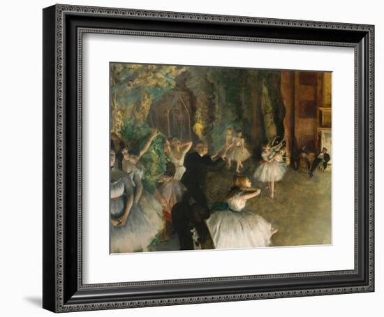 The Rehearsal of the Ballet Onstage-Edgar Degas-Framed Art Print